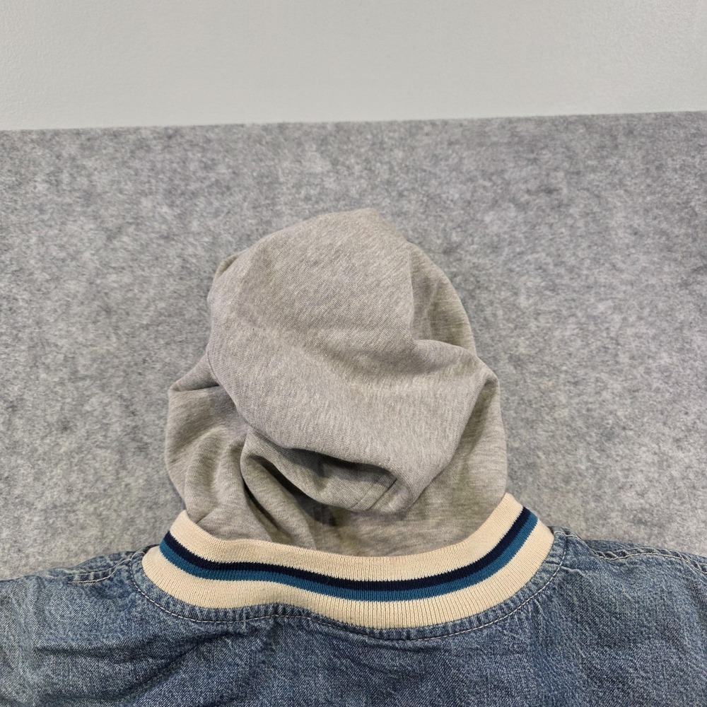 Vintage Disney Store Jacket Mens Large Blue Denim Eeyore Hooded Varsity DISTRESS - Picture 4 of 16